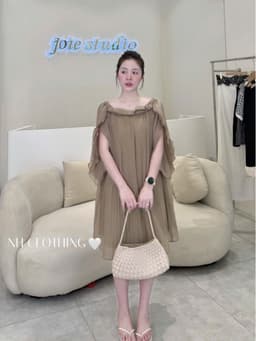 <Đầm bầu Quynhanhhouse> (NH CLOTHING) Váy tơ dập li nơ ngực H006 sm 3