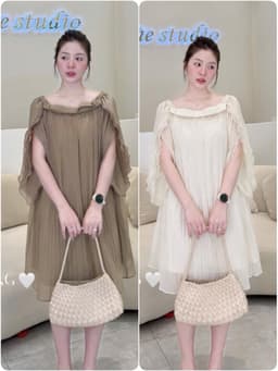 <Đầm bầu Quynhanhhouse> (NH CLOTHING) Váy tơ dập li nơ ngực H006 sm 1
