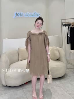 <Đầm bầu Quynhanhhouse> (NH CLOTHING) Váy tơ dập li nơ ngực H006 sm 4