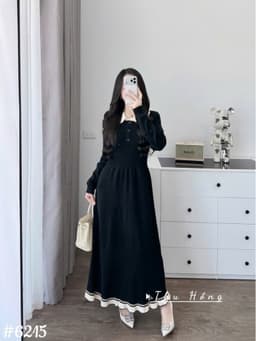 <Đầm bầu Quynhanhhouse> (QC) #6215 Váy cổ be viền bèo Free sz đen/đỏ Bầu bí bon chen 9