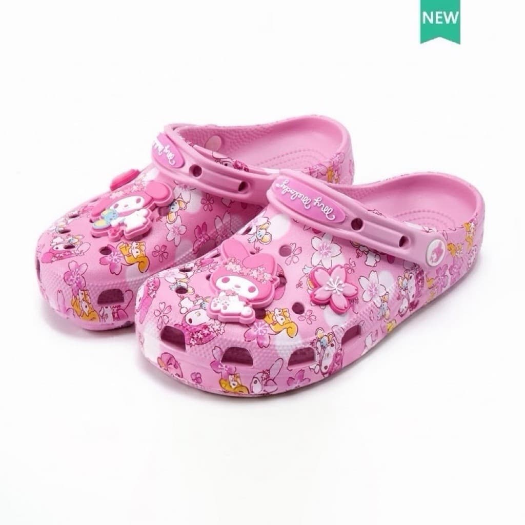 Hộp bv ( Box bv ) Dép sục nữ màu hồng đính charm hoạt hình dễ thương, dép quai hậu đế êm thời trang Hàn Quốc size 36-40