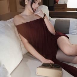 (Dmina) Đầm Body Trễ Vai Xẻ Tay Cánh Rơi Dáng Ngắn Nhún Bo ôm v3 tà dài chất lưới mềm sang trọng 8