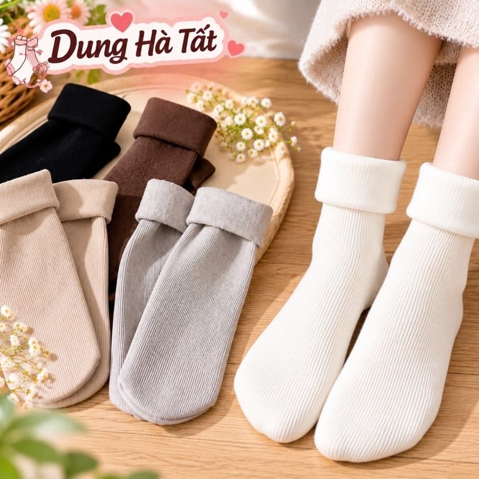 Tất Lót Lông Nữ  Dày Dặn Ấm Áp Set 5 Đôi /10 Đôi