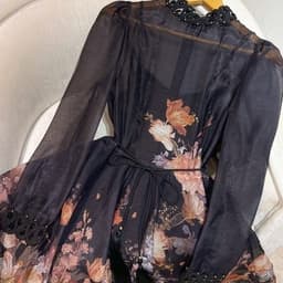 [NEW ARRIVALS QC] Váy Hoa Zmm Ver 2026 - Đầm Tơ Xước Hoa Vintage Cổ Tàu Tay Voan Kèm Lót 2 Dây 3