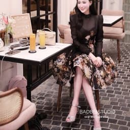 [NEW ARRIVALS QC] Váy Hoa Zmm Ver 2026 - Đầm Tơ Xước Hoa Vintage Cổ Tàu Tay Voan Kèm Lót 2 Dây 1