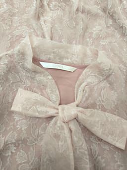 [2hand ] Đầm ren hồng voan lưới lót voan cát cổ buộc nơ khoá sườn size L 4