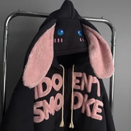 Áo Khoác Nỉ Tai Thỏ Hồng .Hoodie zip chất nỉ 2 da form rộng unisex 5