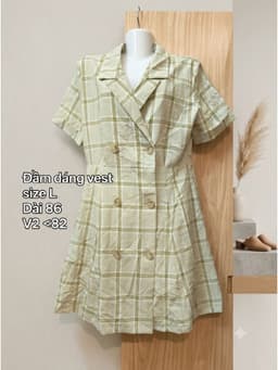 [2hand] Đầm dáng vest suông caro xanh size L 2