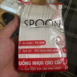 Combo 10 bịch thìa nhựa trắng cao cấp dùng 1 lần dùng cho quán cơm quán chè trà sữa 3