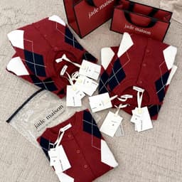 𝟏𝟒𝐚𝐦.𝐬𝐭𝐮𝐝𝐢𝐨 | Áo Cardigan Len Nữ Họa Tiết Quả Trám Đỏ Đô Cổ Tròn Phong Cách Hàn Quốc Mặc Thu Đông Giáng Sinh 3