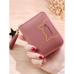 ví đựng tiền nữ,Ví mini cầm tay "Mini Cat" nút tua rua (trung trang) QM-STORE 3