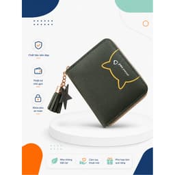 ví đựng tiền nữ,Ví mini cầm tay "Mini Cat" nút tua rua (trung trang) QM-STORE 2