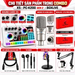 Combo Livestream X5 PC-K200 Gen 2 BoxLive LT12 Pro Gen 2 – Micro Thu Âm, Sound Card, Bộ Livestream Karaoke Hát Cover 2