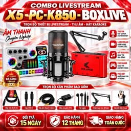Combo Livestream X5 PC-K850 BoxLive LT12 Pro Gen 2 Kèm Mic Thu Âm, Sound Card, Dây XLR 2M, Chân Kẹp Mic,l 6