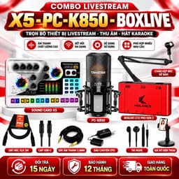 Combo Livestream X5 PC-K850 BoxLive LT12 Pro Gen 2 Kèm Mic Thu Âm, Sound Card, Dây XLR 2M, Chân Kẹp Mic,l 1