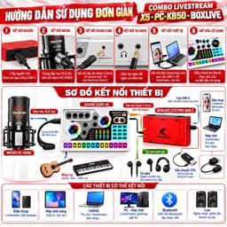 Combo Livestream X5 PC-K850 BoxLive LT12 Pro Gen 2 Kèm Mic Thu Âm, Sound Card, Dây XLR 2M, Chân Kẹp Mic,l 4