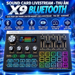 Sound Card X9 Bluetooth Livestream Thu Âm Karaoke – Hỗ Trợ Mic 48V, 21 Hiệu Ứng Âm Thanh, Auto Tune, Pin 1500mAh 1