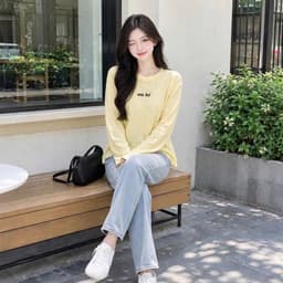 Áo thun nữ dài tay thu đông chất thun giấy xước mịn in chữ em bé đáng yêu BYN BYN TG EMBE33 7