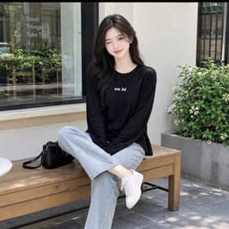 Áo thun giấy cổ tròn dài tay thu đông mềm mịn in chữ em bé xinh xinh BYN BYN TG EMBE33 9