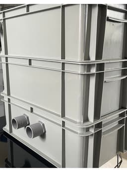 Bộ lọc baki | Màu Xám | Tràn trên cho hồ cá dưới 1500 lít | Kích Thước 46x27x16 | Ống in mặt hông phi 34 1