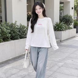 Áo thun nữ dài tay chất thun giấy xước mỏng mịn mát xu hướng năm nay in chữ baby hồng đáng yêu BYN BYN TG BABY22 3