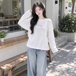 Áo thun nữ dài tay chất thun giấy xước mỏng mịn mát xu hướng năm nay in chữ baby hồng đáng yêu BYN BYN TG BABY22 8
