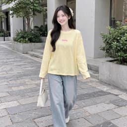 Áo thun nữ dài tay chất thun giấy xước mỏng mịn mát xu hướng năm nay in chữ baby hồng đáng yêu BYN BYN TG BABY22 6
