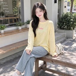 Áo thun giấy cổ tròn dài tay thu đông in chữ bé hồng đáng yêu chất thun giấy xước mỏng mềm Xinh đẹp BYN BYN TG BEE67 7