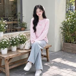 Áo thun nữ dài tay cổ tròn chất vải thun giấy xước mỏng in chữ bé hồng đáng yêu style đơn giản hottrend BYN BYN TG BEE67 6