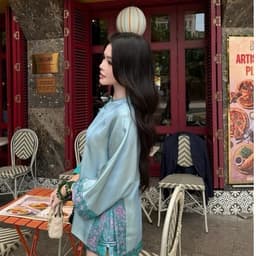 VN172 Set áo pháp phục lụa tráng gương mix chân váy ngắn tôn dáng phối cúc nơ sang chảnh by CarrotShop 4