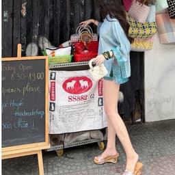 VN172 Set áo pháp phục lụa tráng gương mix chân váy ngắn tôn dáng phối cúc nơ sang chảnh by CarrotShop 5