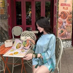 VN172 Set áo pháp phục lụa tráng gương mix chân váy ngắn tôn dáng phối cúc nơ sang chảnh by CarrotShop 3