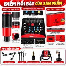 Bộ Livestream ICON Upod Pro + Micro PC-K320 + Box Live LT12 Pro Gen 2 24Bit, Combo Thu Âm Karaoke Livestream 2
