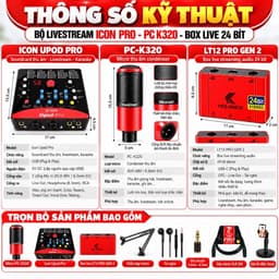 Bộ Livestream ICON Upod Pro + Micro PC-K320 + Box Live LT12 Pro Gen 2 24Bit, Combo Thu Âm Karaoke Livestream 5