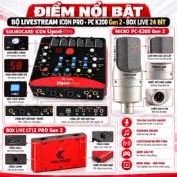 Bộ Livestream ICON Pro PC-K200 Gen 2 Kèm Box Live 24 Bit, Soundcard Thu Âm Karaoke Livestream 2