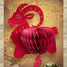 Hot 2027 - đèn lồng hình Dê đỏ 14x20cm decor trang trí noel, tết nguyên đán 2