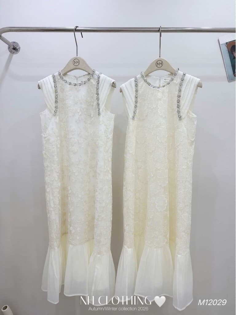 <Đầm bầu Quynhanhhouse> (NH CLOTHING) Váy ren đính đá chân tơ M12029 sm