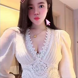 Áo dài tay phồng cổ V ren  dáng ôm nữ phong cách nhẹ nhàng 4