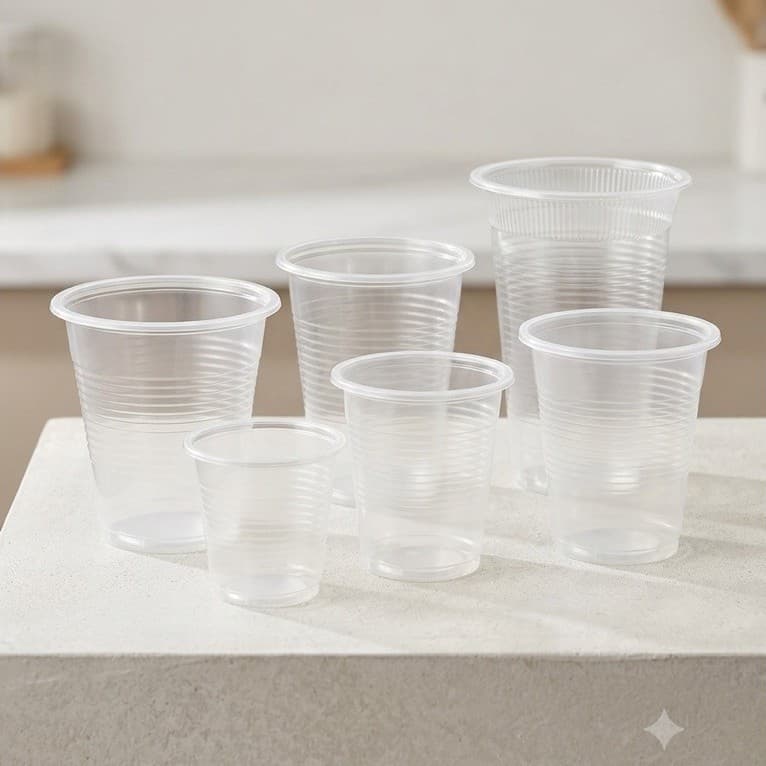 combo 100 cốc nhựa có nắp/không nắp đủ kích cỡ, cốc nhựa dùng 1 lần chất lượng cao