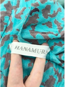 [2hand] Đầm xô dài xanh hoa văn loang chun eo cúc lệch freesize đến L 6