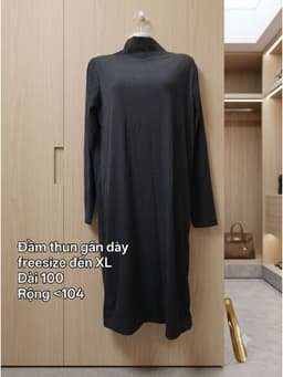 [2hand] Đầm thun gân dày cổ lọ dáng suông freesize đến XL 2
