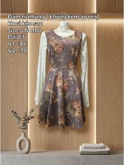 [2hand] Đầm sát nách nỉ nhung tím hoa khoá kéo sau size S M nhỏ 2