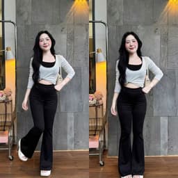 Set áo cặp phong cách thể thao mix quần ống loe 1