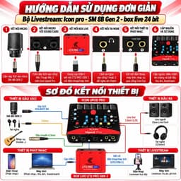 Bộ Livestream Icon Upod Pro + Micro SM-8B Gen 2 + Box Live LT12 Pro Gen 2 24 Bit, Combo Thu Âm Karaoke Livestream 4