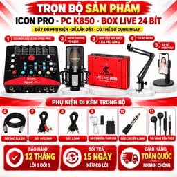 Bộ Livestream Icon Upod Pro + Micro PC-K850 + Box Live LT12 Pro Gen 2 24Bit, Combo Thu Âm Karaoke Livestream 6
