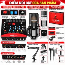 Bộ Livestream Icon Upod Pro + Micro PC-K850 + Box Live LT12 Pro Gen 2 24Bit, Combo Thu Âm Karaoke Livestream 2
