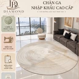 Thảm tròn lì bali trải sàn decor phòng ngủ, phòng khách sang trọng tinh tế,mặt in lì,không có lông 1