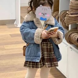 Áo Khoác Bò Cho Bé Lót Lông Dày Dặn Cổ Lông Ấm Áp Phong Cách Hàn Quốc Áo Jeans Thu Đông Cho Bé Trai Bé Gái 4