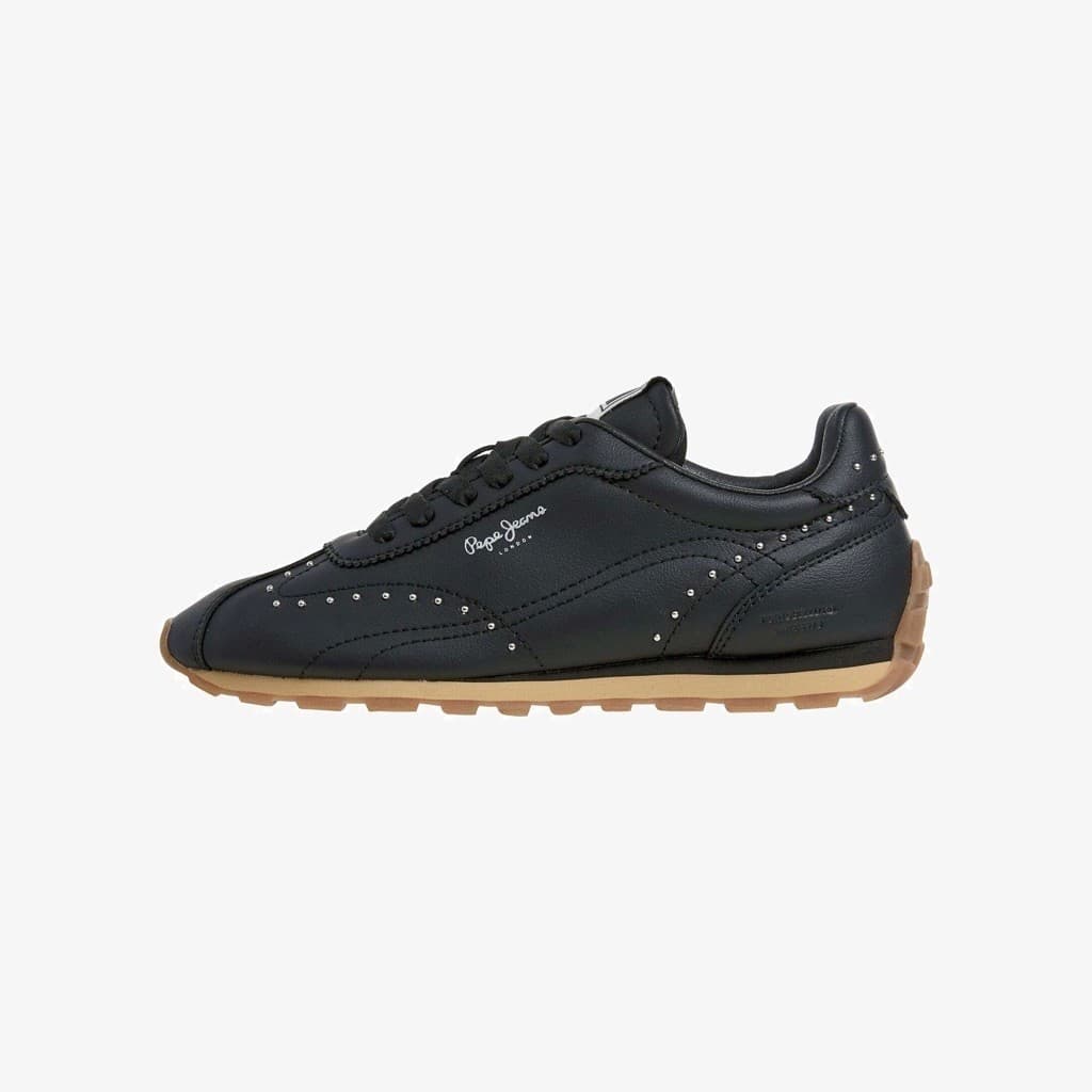 [Chính Hãng] Giày Nữ Pepe Jeans London Đính Đinh Đen, Sneaker Da Cổ Điển Phối Studs Cá Tính Mẫu Mới