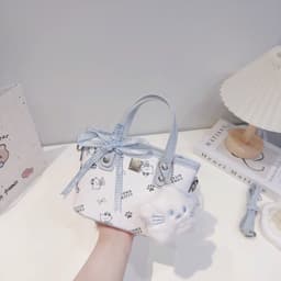 Túi Xách Nữ Mini Họa Tiết Dễ Thương Kèm Nơ Trang Trí, Túi Đeo Vai Phong Cách Ngọt Ngào 3